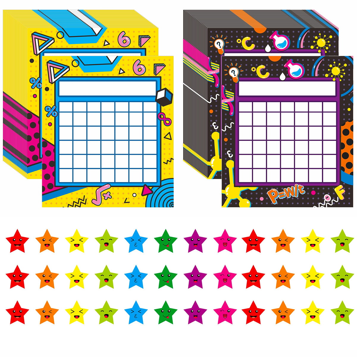 66 Pack Classroom Incentive Chart in 2 Designs with 2024 Star Stickers for Classroom Teaching or Family Using