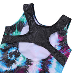 XFGIRLS Leotards for Girls Gymnastics Leotards Sparkle Ballet Dance Tumbling Athletic Shorts Black-TieDye 10A