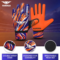 TOROGA Football Goalkeeper Gloves For Boys kids Children Youth Soccer Goalie Glove with Super Grip Palms (Orange, 5)