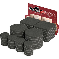 Yelanon Felt Furniture Pads 56Pcs(25and50) mm Furniture Pads Self Adhesive, Felt Chair Pads,Anti Scratch Floor Protectors for Furniture Feet Chair Legs, Furniture Felt Pads for Hardwoods Floors, Black