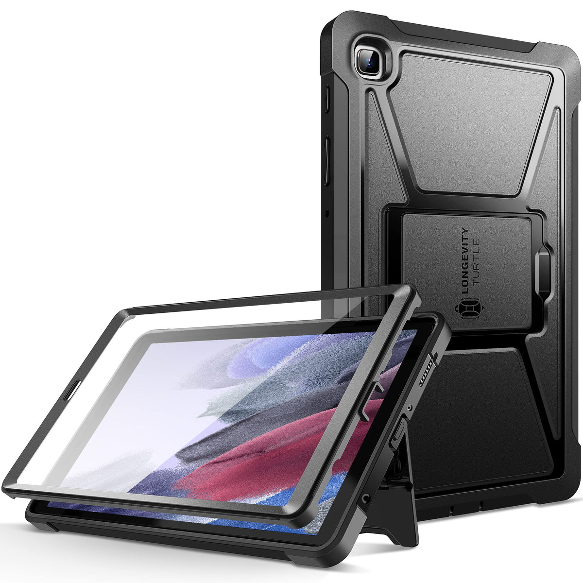 ZtotopCases Case for Samsung Galaxy Tab A7 Lite 8.7 inch 2021 Tablet (SM-T227/T225/T220), Built-in Screen Protector, Dual Layer Shockproof Full Protective Cover with Kickstand - Black