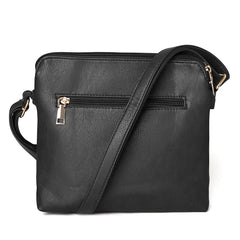 Woodland Leathers Crossbody Bags For Women, Multi Zipper Spacious Cross Body Bag Women With Adjustable Crossbody Strap, Golden decorated Women's Hobos & Shoulder Bags (Black 2)