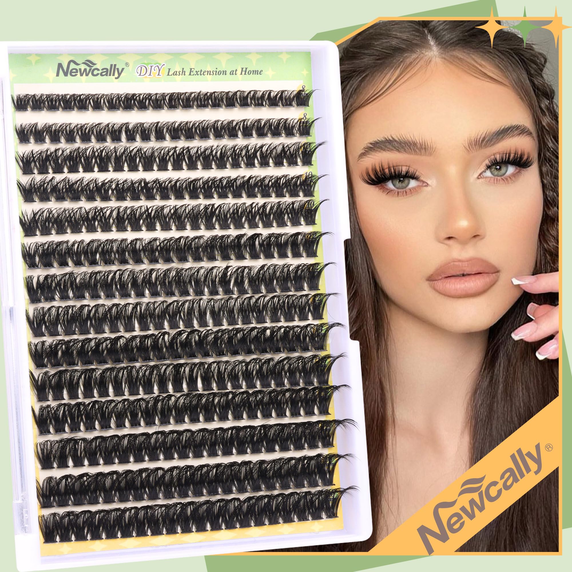 Lash Extension Fluffy Lash Clusters 280 Pcs DIY Eyelash Extension Wispy Individual Lashes 80D Eyelash Clusters D Curl 8-16MM Faux Mink Lashes Natural Look by Newcally