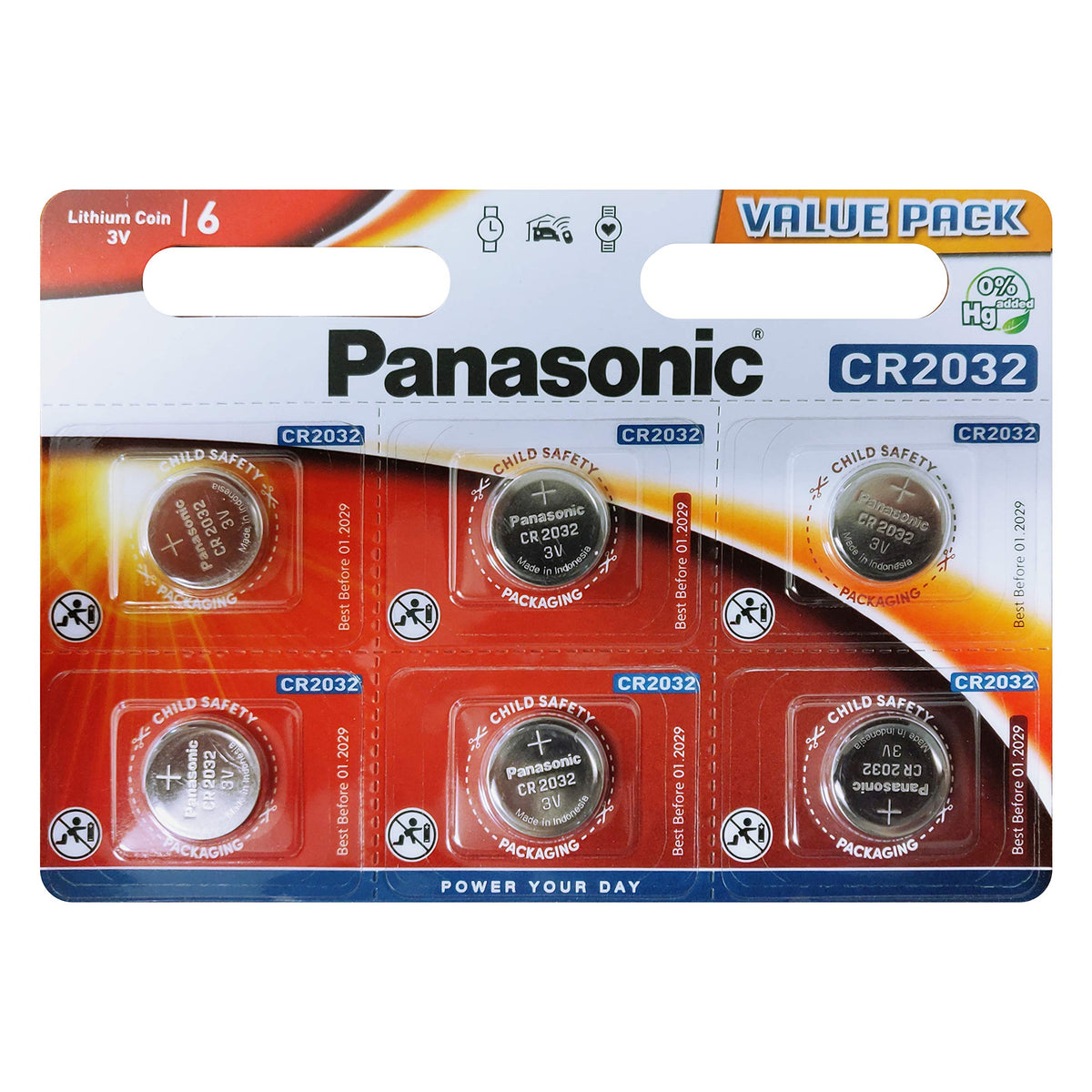 New Pack Of 6 Panasonic Lithium 3V CR2032 batteries Coin Cell Multi-Purpose