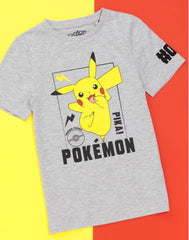 Pokemon T-Shirt for Boys   Kids Girls Pikachu Game Grey Character Top   Gamer Clothing Merchandise 4-5 Years