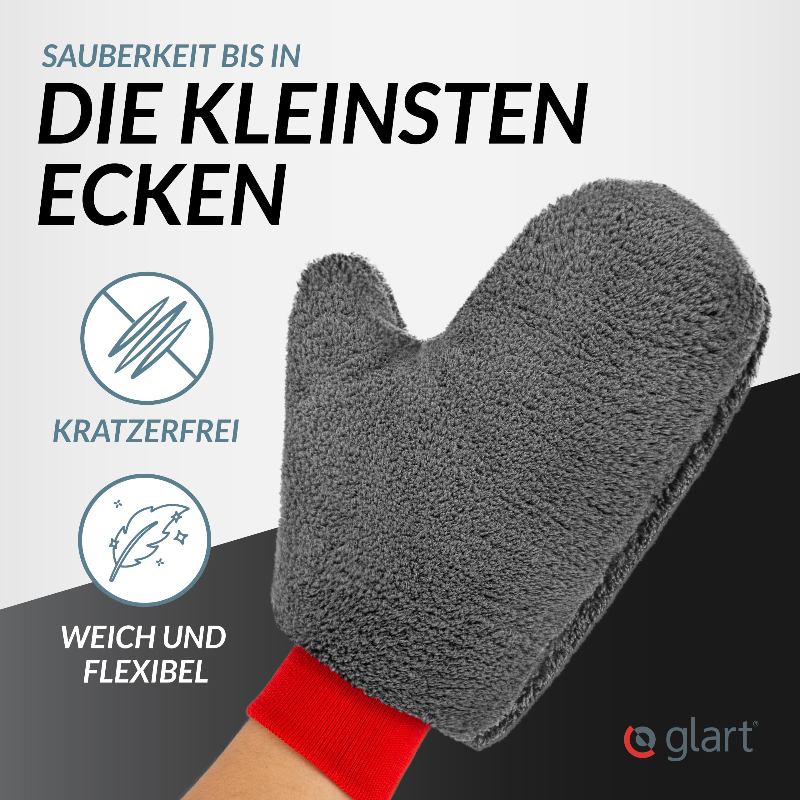 Glart super soft absorbent car rim glove for aluminium rims car car care motorbike bike - removes every dirt and brake abrasion effortlessly - 27x12 cm, car wash glove instead of rim brush