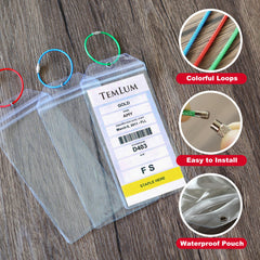 Temlum 8 Pcs Cruise Luggage Tags Holder with Zip Seal & Steel Loops, Waterproof Clear Luggage Tags Cruise Accessories (19.2 x 8.9 cm)