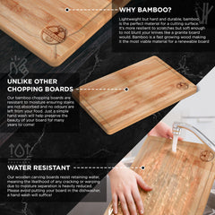 Deer & Oak - Premium Wooden Chopping Board - Large 38 x 25 x 2 cm Bamboo Cutting Board for Carving Meat or Vegetables - Chopping Boards for Kitchens - Pre Oiled, Treated, Attractive Wood