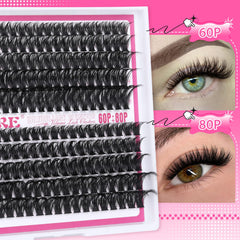 Fluffy Cluster Lashes D Curl 200D Volume Individual Eyelashes Natural Mink Individual Lashes Russian Eyelashes Individual Cluster 10-12-14-16-18MM 180Pcs Lash Clusters by JIMIRE