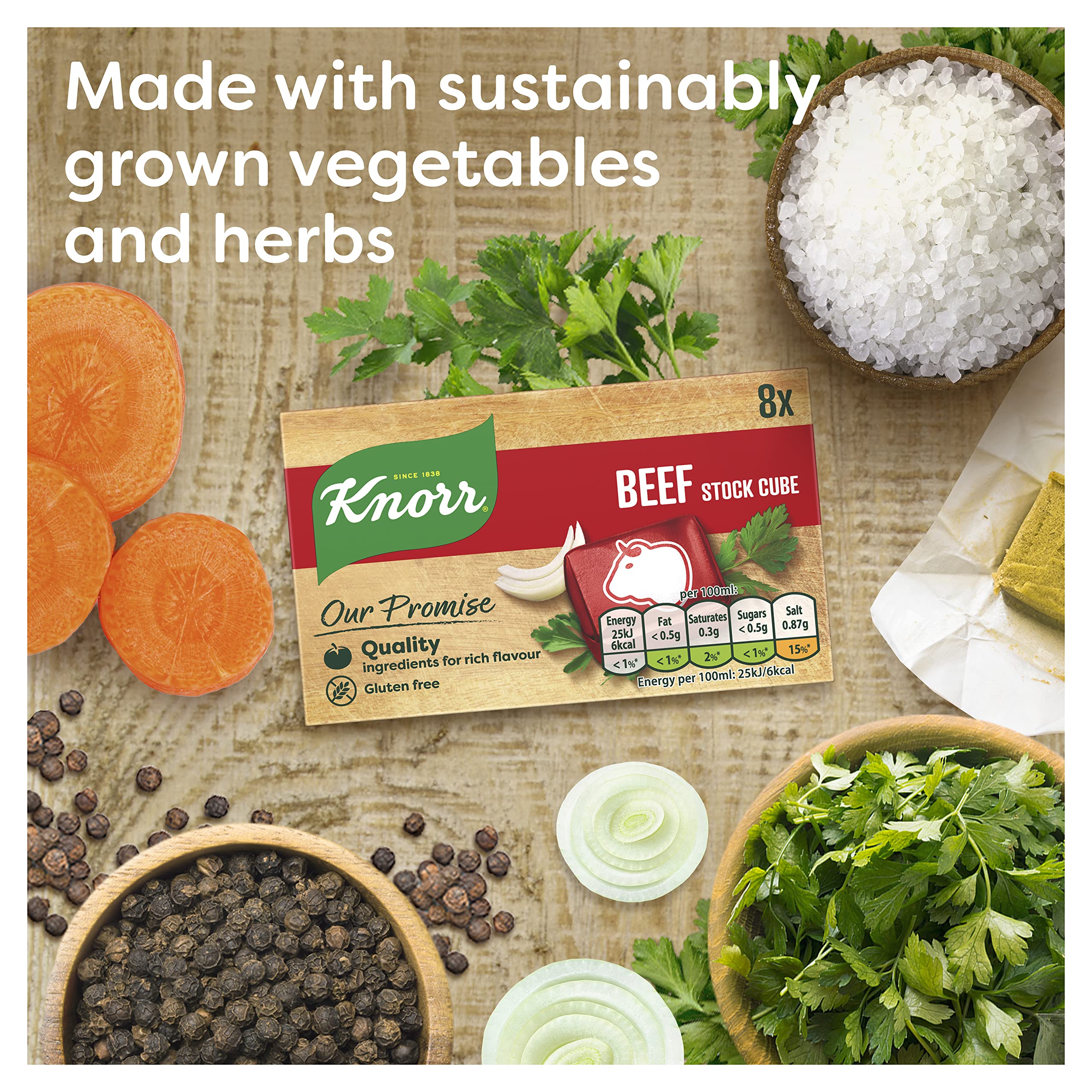 Knorr Beef Stock Cubes gluten-free to add a rich beef flavour to your dishes 8x 10 g