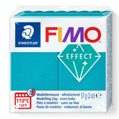 STAEDTLER 8010-36 FIMO Effect Oven-Hardening Polymer Modelling Clay - Metallic Turquoise (1 x 57g Block)