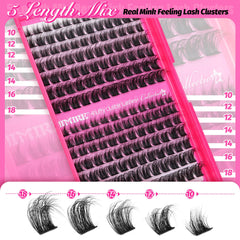 JIMIRE Eyelash Extension Kit Fluffy Cluster Lashes Kit with Glue Bond and Seal Volume Lashes Individual Cluster Kit 10-18MM Wispy DIY Lash Extensions Kit at Home Faux Mink Individual Eyelashes Kit