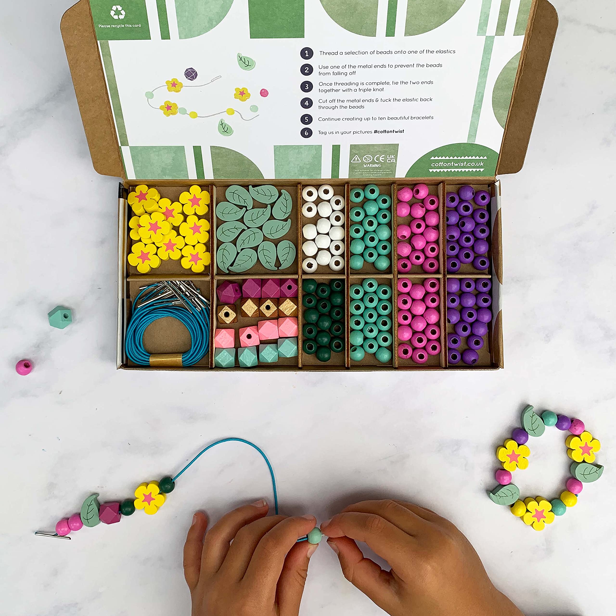 COTTON TWIST, Woodland Bracelet Making Kit. Creative Play for Children