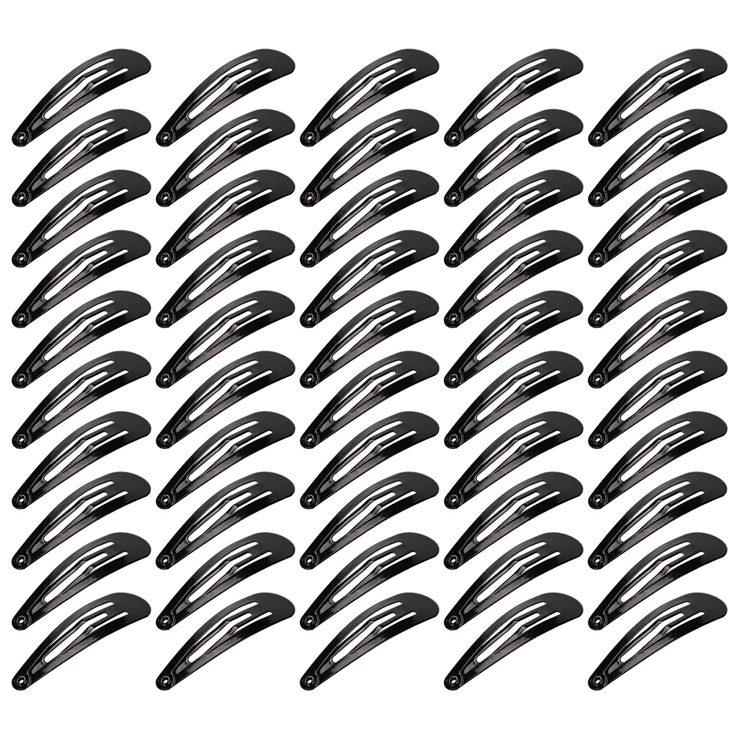 Beayuer 50 Pack Snap Hair Clips 2 Inch Metal Hair Accessories Barrettes for Girls Women Hair Styling (50 Pcs, Black)