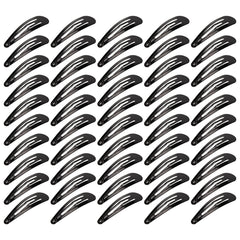 Beayuer 50 Pack Snap Hair Clips 2 Inch Metal Hair Accessories Barrettes for Girls Women Hair Styling (50 Pcs, Black)