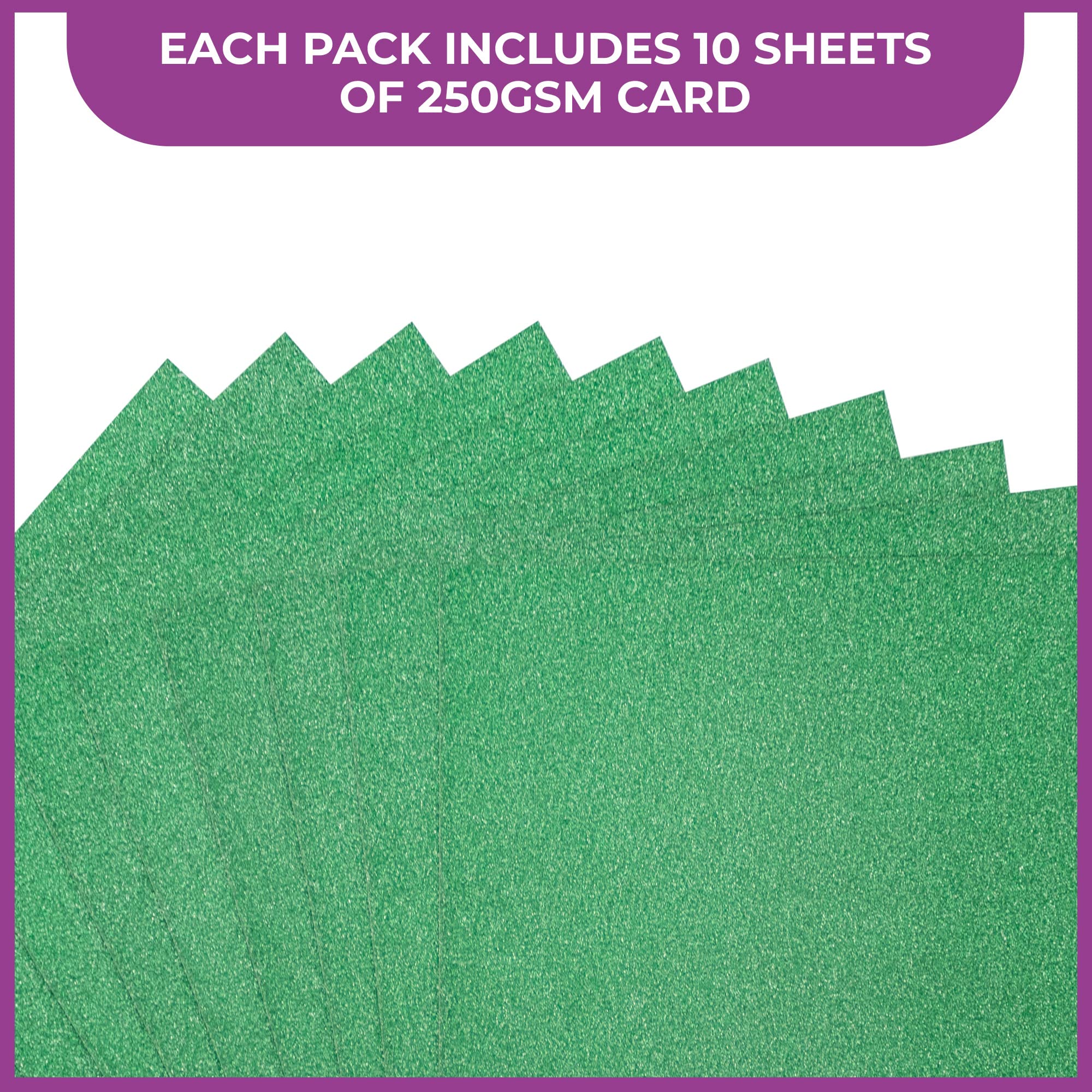 Crafters Companion Coloured Glitter Card Pack Single Sided Xmas Green 250GSM (10 Sheet Pack) - Perfect for Arts and Crafts, Printing, Card Bases & Folding - Centura Pearl by Crafter's Companion