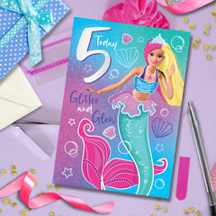 Age 5 Barbie Birthday Card, Barbie Birthday Card Age 5