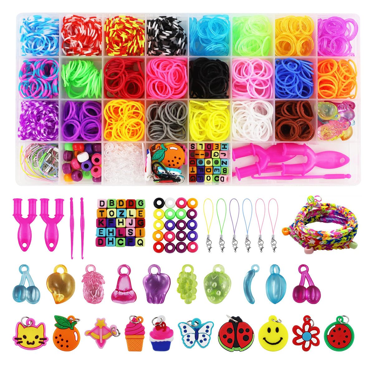 REX-WORLD 2500and Loom Bands 23 Colors Refill - Friendship Bracelet Making Kit - Gift- DIY Toys - X-mas- Rubber- Color Beads- for Kids Boys Girls Age 3 4 5 6 7