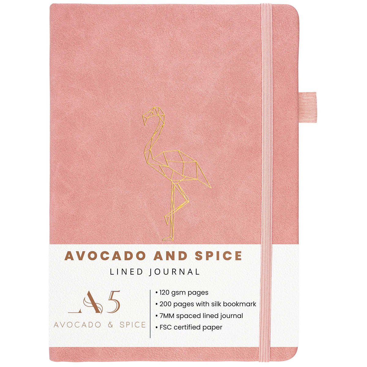 A5 Pink Notebook by Avocado and Spice® - Journals for Women - Cute Notebook Aesthetic Stationary Notebooks for Women - Aesthetic Notebook A5 Travel Journal - 200 Thick Pages (Pink, Lined)