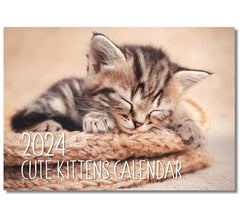 A4 Cute Kittens Calendar 2024. One Month to View. UK, Scotland, RoI & N Ireland Bank Holidays. Wall Calendar by Absolutely Yours.