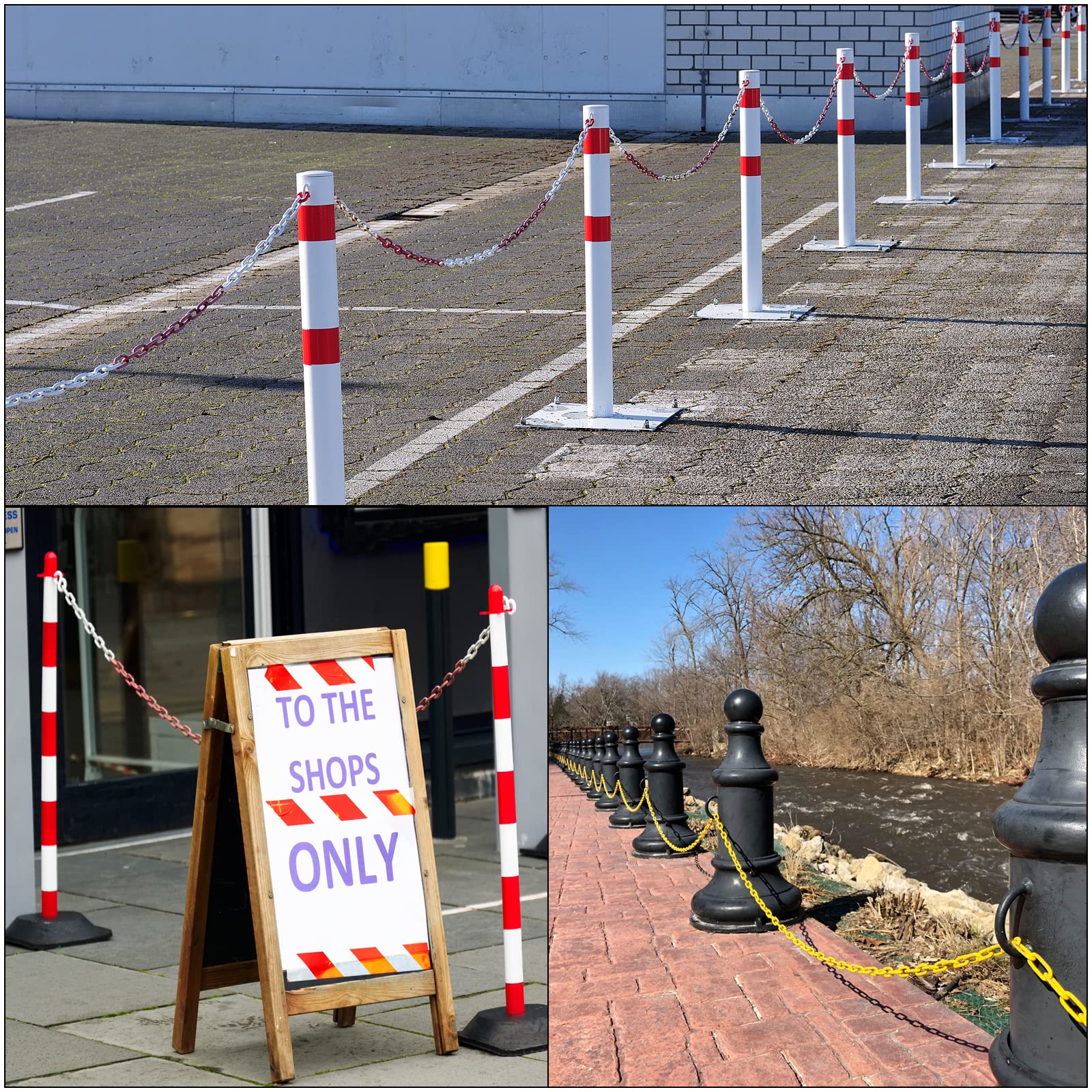 PATIKIL 0.3 inches Diameter 5Ft Length Plastic Chain Barrier, Safety Link Chain Stanchion for Crowd Control at Driveway Elevator Parking Lot, Red White