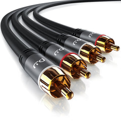 Primewire RCA Audio Cable 0.5m - 2RCA Phono Plugs to 2RCA Phono Plugs - Stereo Audio Cable for Surround Sound Dolby Digital DTS - Metal Shell Casing Gold Plated Conectors