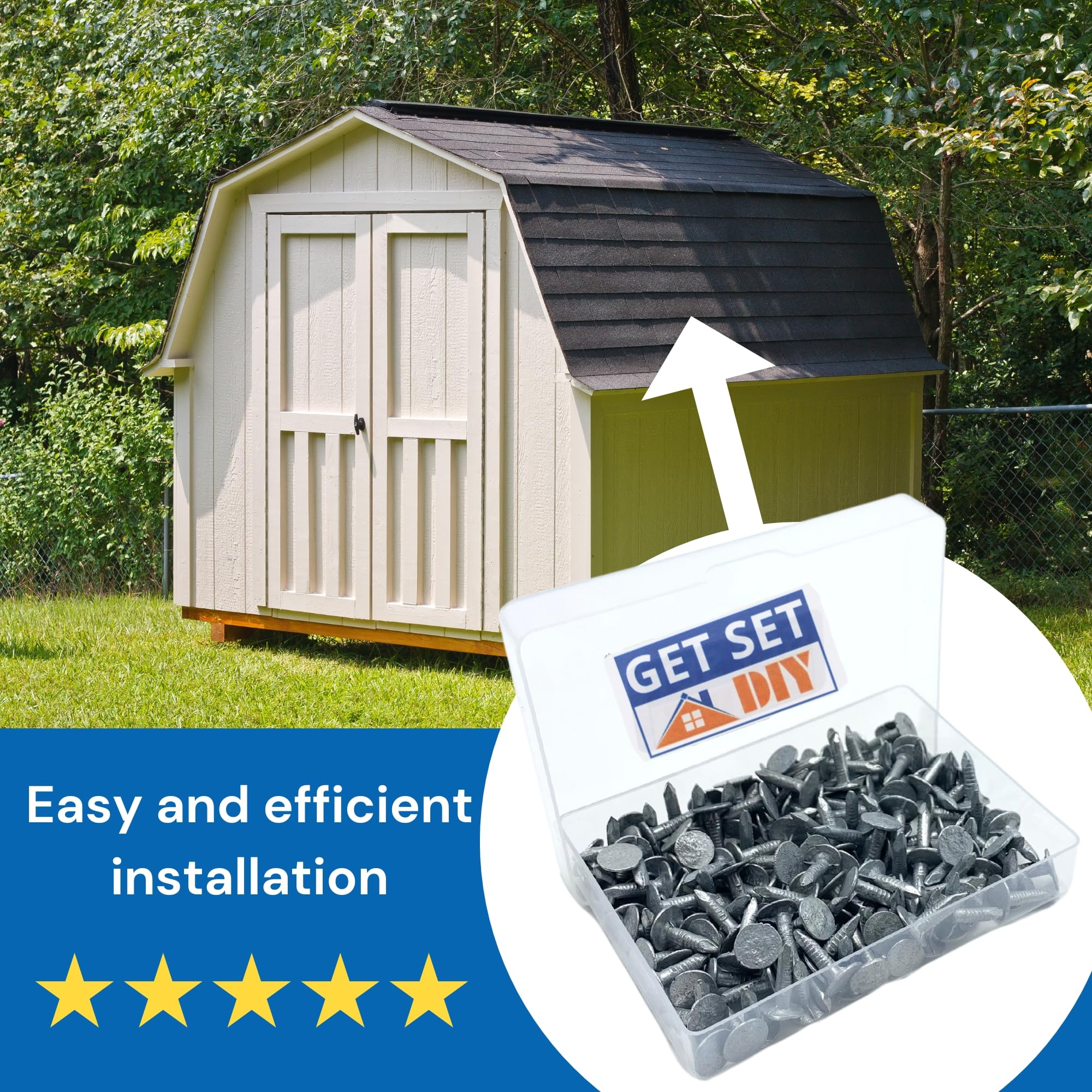 Galvanised Clout Nails 13mm - Roofing Felt Tacks for Shed Roof 200g - Heavy Duty Felt Nails for Securing Shed Roof Felt in a Handy Plastic Case