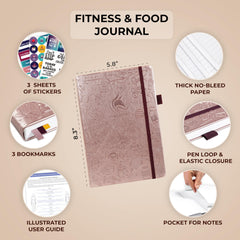 Clever Fox Fitness & Food Journal – Nutrition & Workout Planner for Women & Men – Diet & Gym Exercise Log Book with Calendars, Diet & Training Trackers - Undated, A5, Hardcover (Rose Gold)