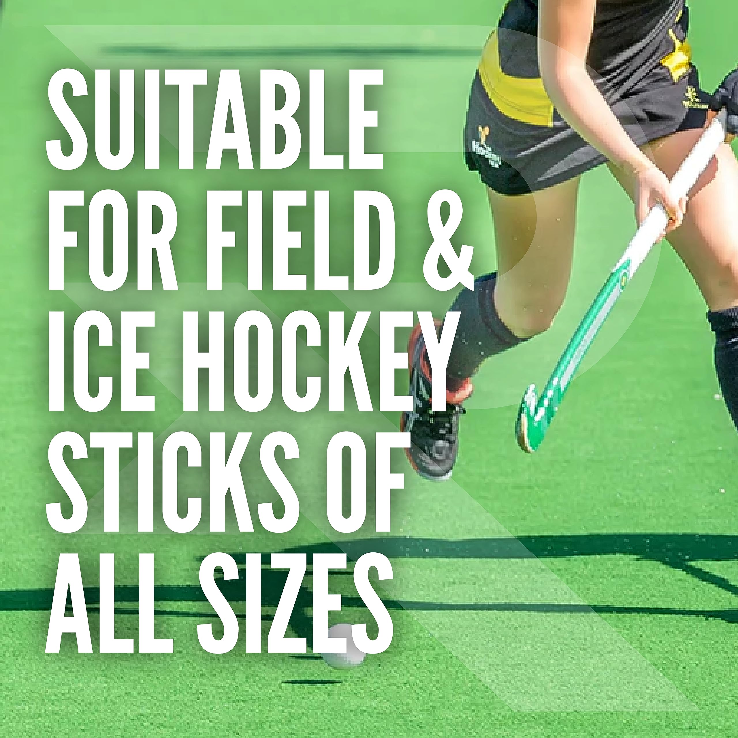 Raquex Cushion Hockey Stick Grip - Super-Grippy PU Material Hockey Grip, Over 2m Long, Soft and Absorbent, Minimises Vibrations. Self-Adhesive Backing, Extra-Long Length (Yellow, 1 Grip)