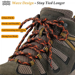 Stepace Round Boot Laces [2 Pairs] Heavy Duty Shoelaces for Work Boots Hiking Boot Shoes Orange Brown-160