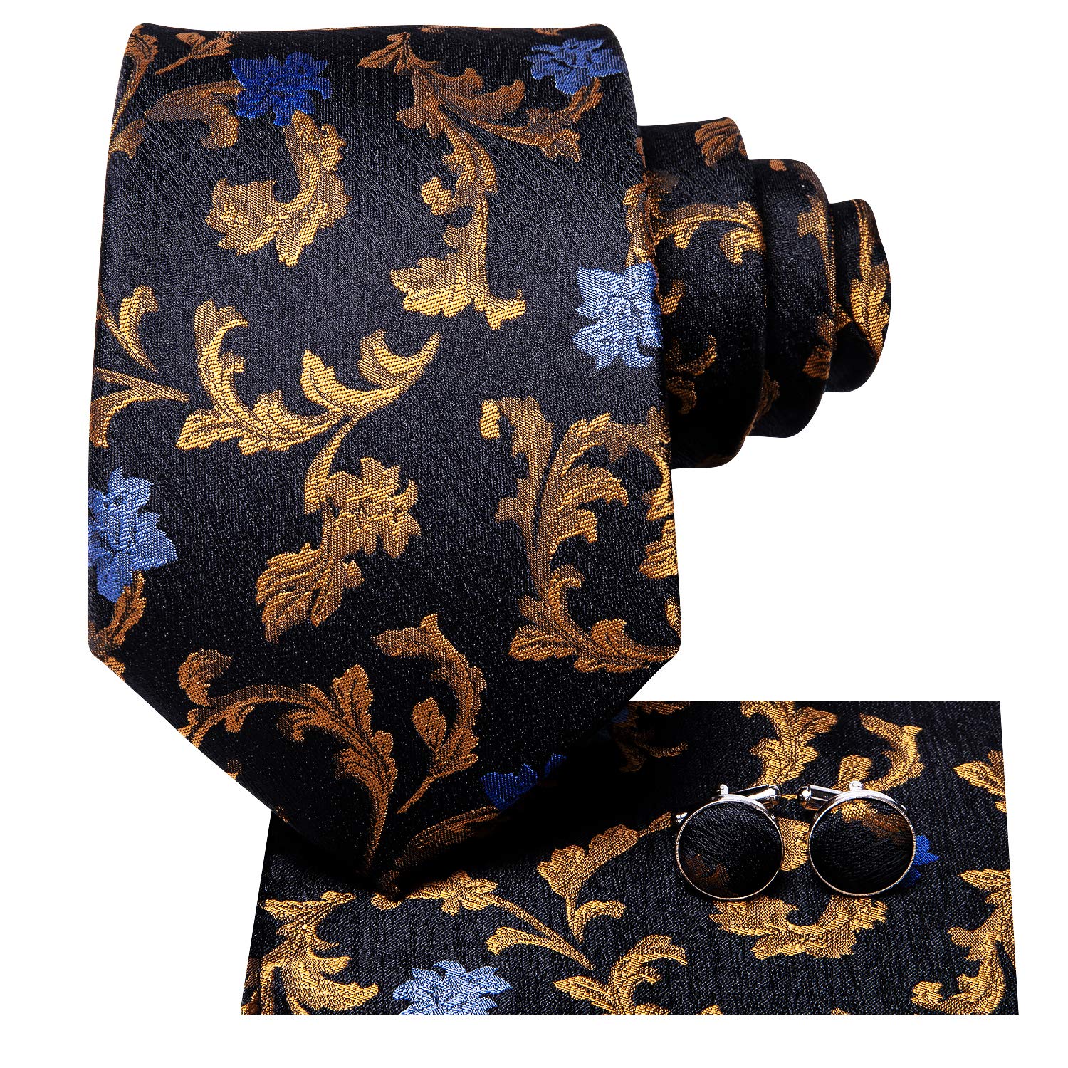 Hi-Tie Purple Paisley Ties and Pockets Square Cufflinks Wedding Business Party Silk Tie Sets