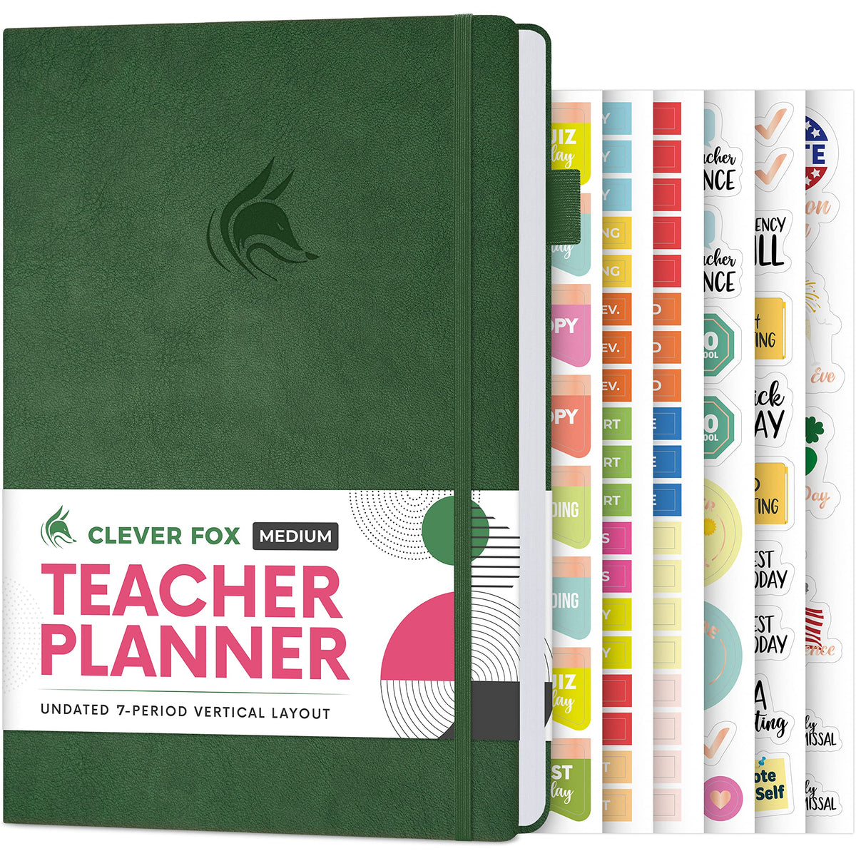 Clever Fox Teacher Planner – School Year Planner with Calendars & Lesson Plans – Teacher Plan Book for Classroom & Homeschool Organization - Undated, A5 Size, Hardcover (Dark Green)