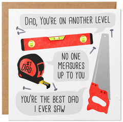 Happy Fathers Day Card with Funny Tools - Funny Dad Birthday Card from Daughter or Son. Traditional Cute and Humorous Father's Card from Kids