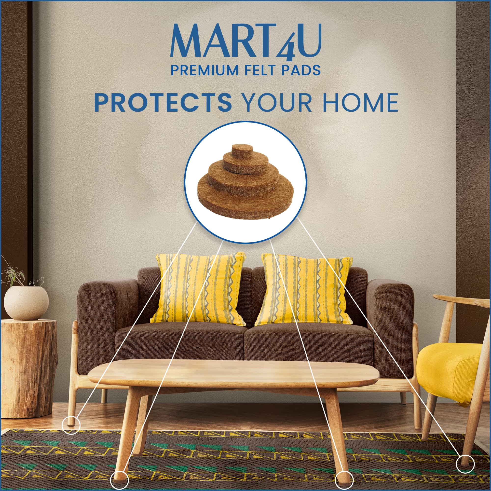 MART4U 181 PCS-Chair Leg Floor Protectors-Premium Felt Pads For Furniture Feet-Self Adhesive Furtniture Pads Floor Protectors Anti Scratch Premium Quality Floor Protectors For Furniture Legs