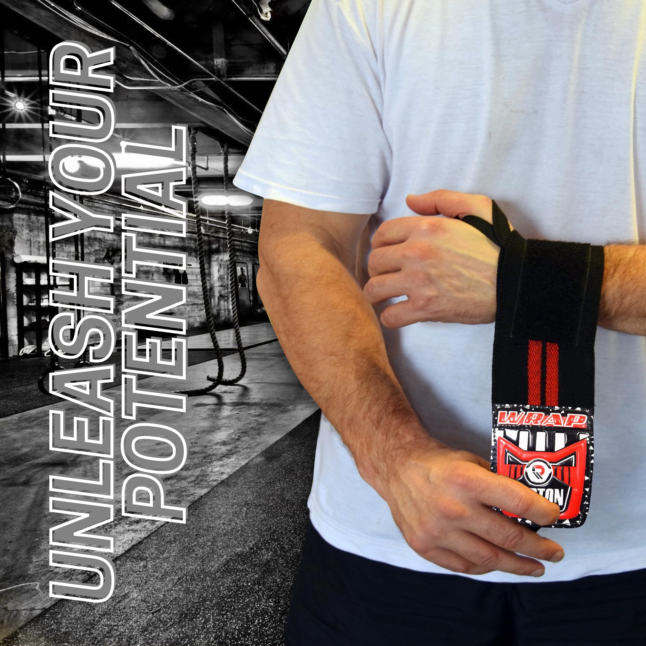 Weightlifting Wrist Wraps - Professional Grade with Thumb Loops - Wrist Support Braces - Men & Women - Weight Lifting, Crossfit, Powerlifting, Strength Training Straps (Black & Red, 18)