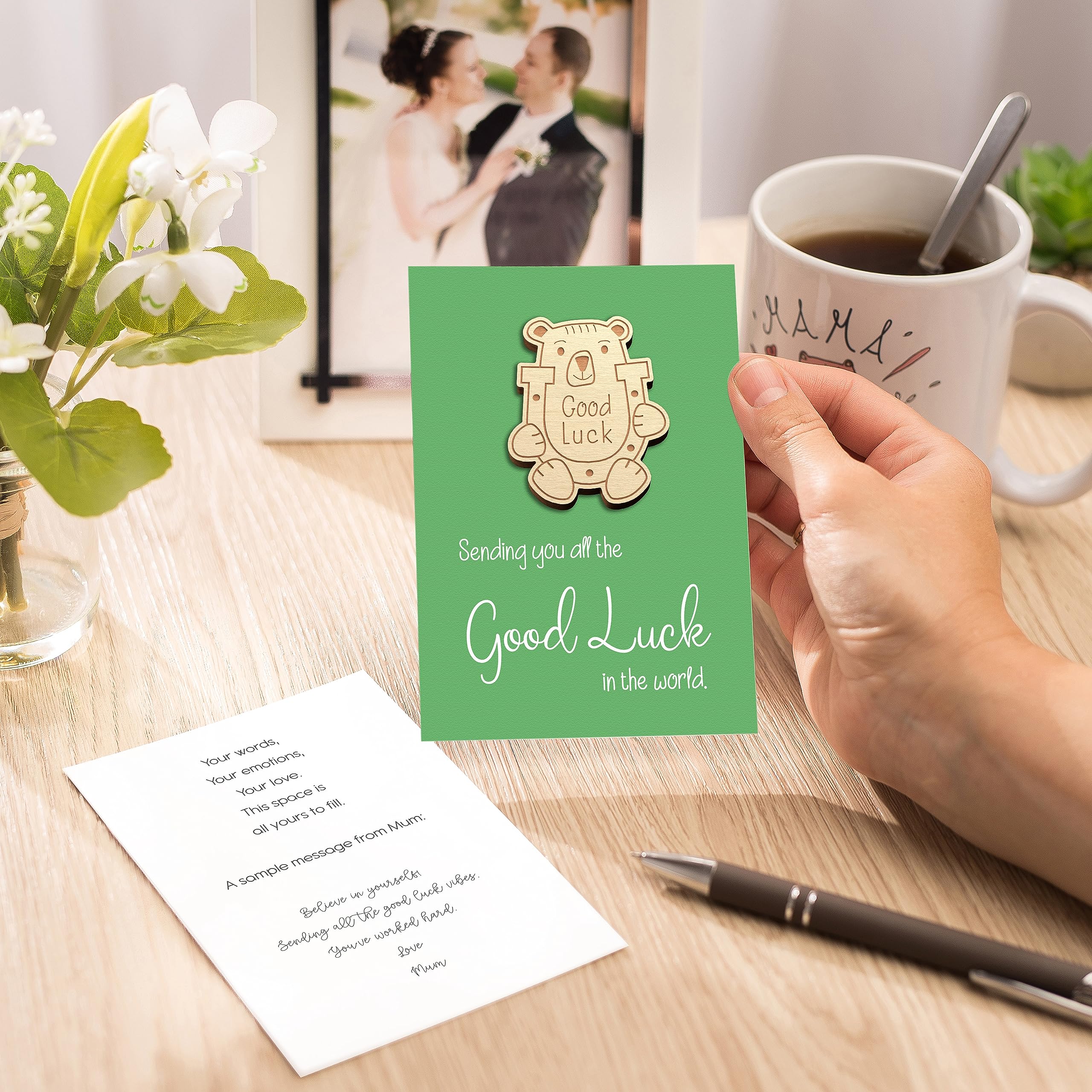 Good Luck Gifts Card with Teddy Bear Hug Token Cute Back to School Positive Affirmation Leaving Present Job Colleague Keepsake for Driving Test GCSE for Friends Daugther Present in the Pocket