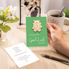 Good Luck Gifts Card with Teddy Bear Hug Token Cute Back to School Positive Affirmation Leaving Present Job Colleague Keepsake for Driving Test GCSE for Friends Daugther Present in the Pocket