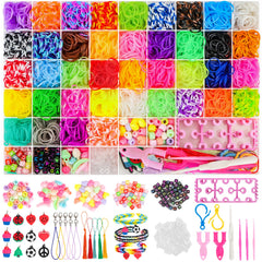 UUEMB 5000and Rubber Loom Bands Starter Kit, 40 Colors Loom Bands Kit for DIY Refill Bracelet Making Craft Kits, 54 Grids Large Loom Twist Bands with Beads Accessories in Box Birthday Gift for Kids