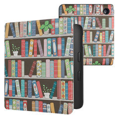 kwmobile Case Compatible with Kobo Libra 2 Case - eReader Cover - Summer Library Blue/Green/Dark Pink