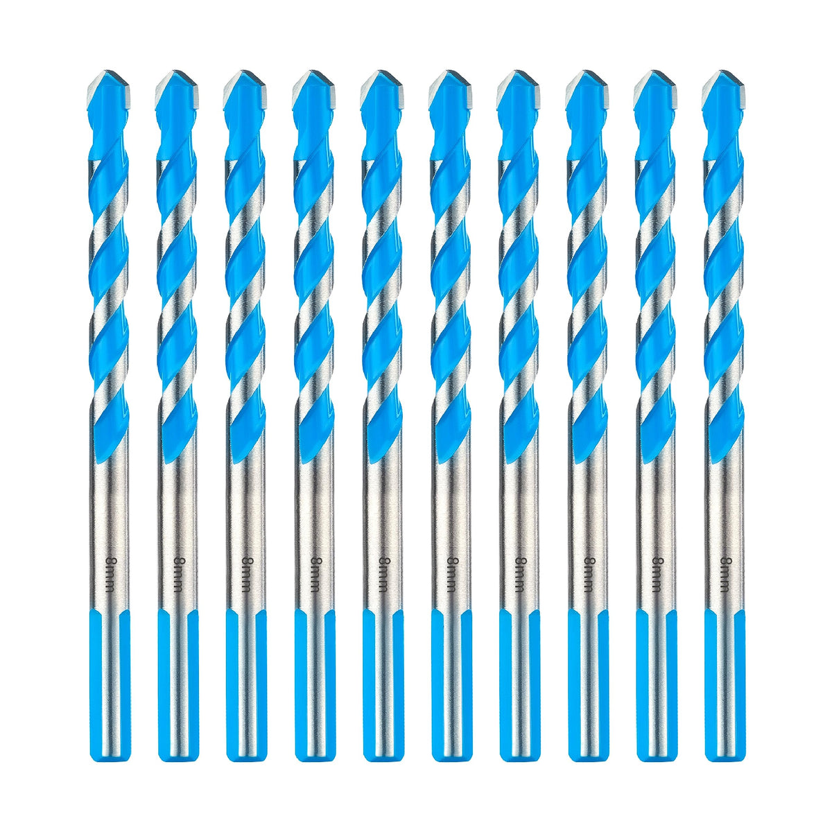 toolant 8mm Concrete Drill Bit Set & Masonry Drill Bit Set, Shockproof Hammer Drill Bit Set for Concrete/Glass/Brick/Plastic/Cement/Tile, Industrial Strength Carbide Drill Bit Tip, 8mm Box of 10