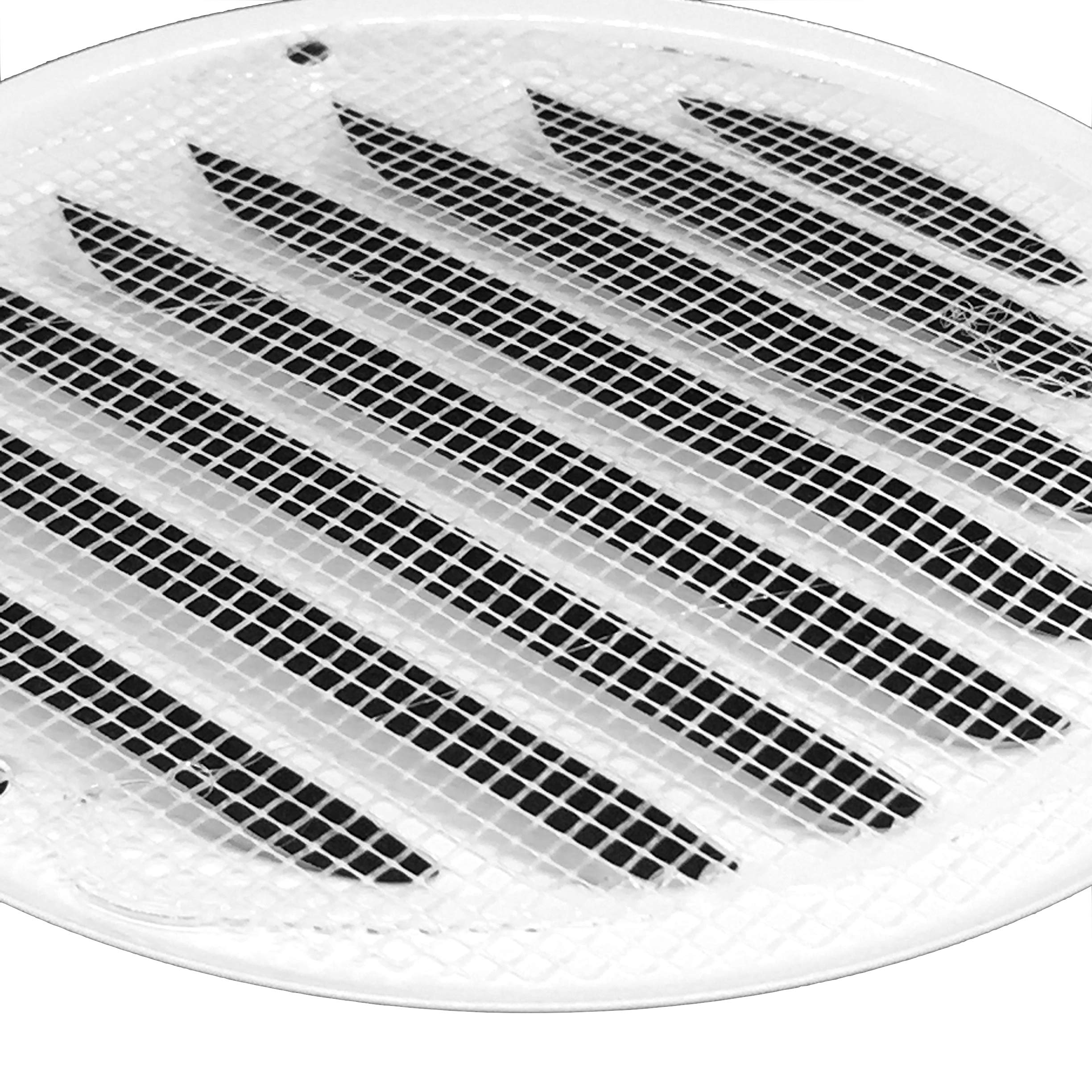 4 Inch / 100 mm White Vent Cover - Metal Round Soffit Vent - Air Vent Louver - Grille Cover - Built-in Screen Mesh - HVAC Ventilation (4'' Inch, Metal - White)