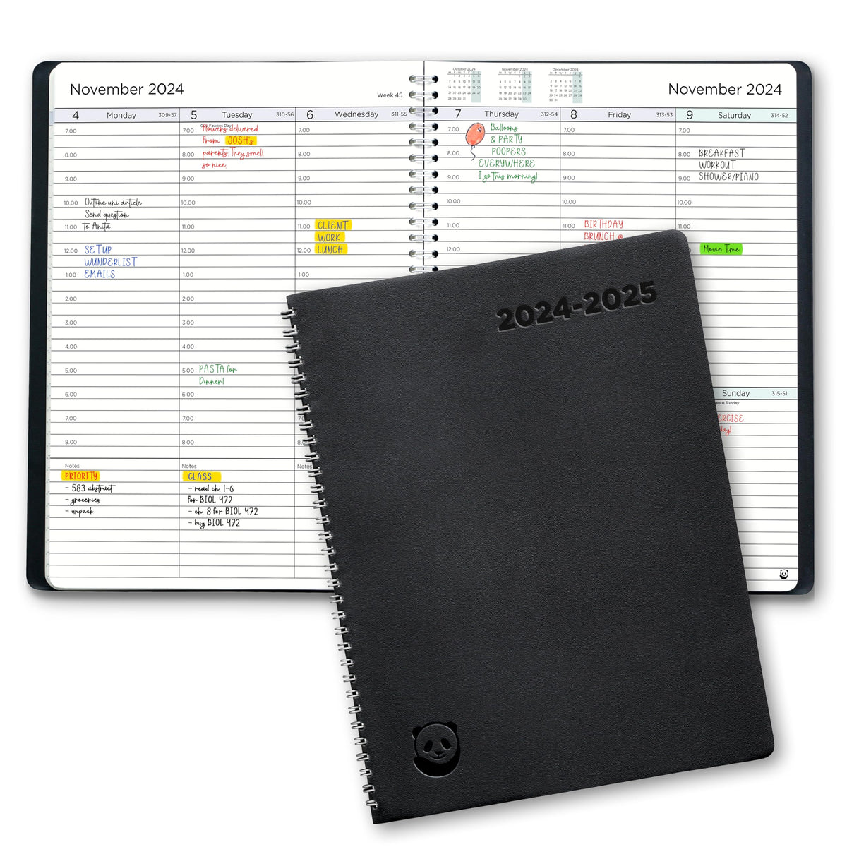 Academic Diary 2024-2025 by Smart Panda - A4 Diary, Week to View - Softcover, 30 Minute Intervals Teacher Planner, Mid Year Work and Appointment Diary, July 2024 to August 2025