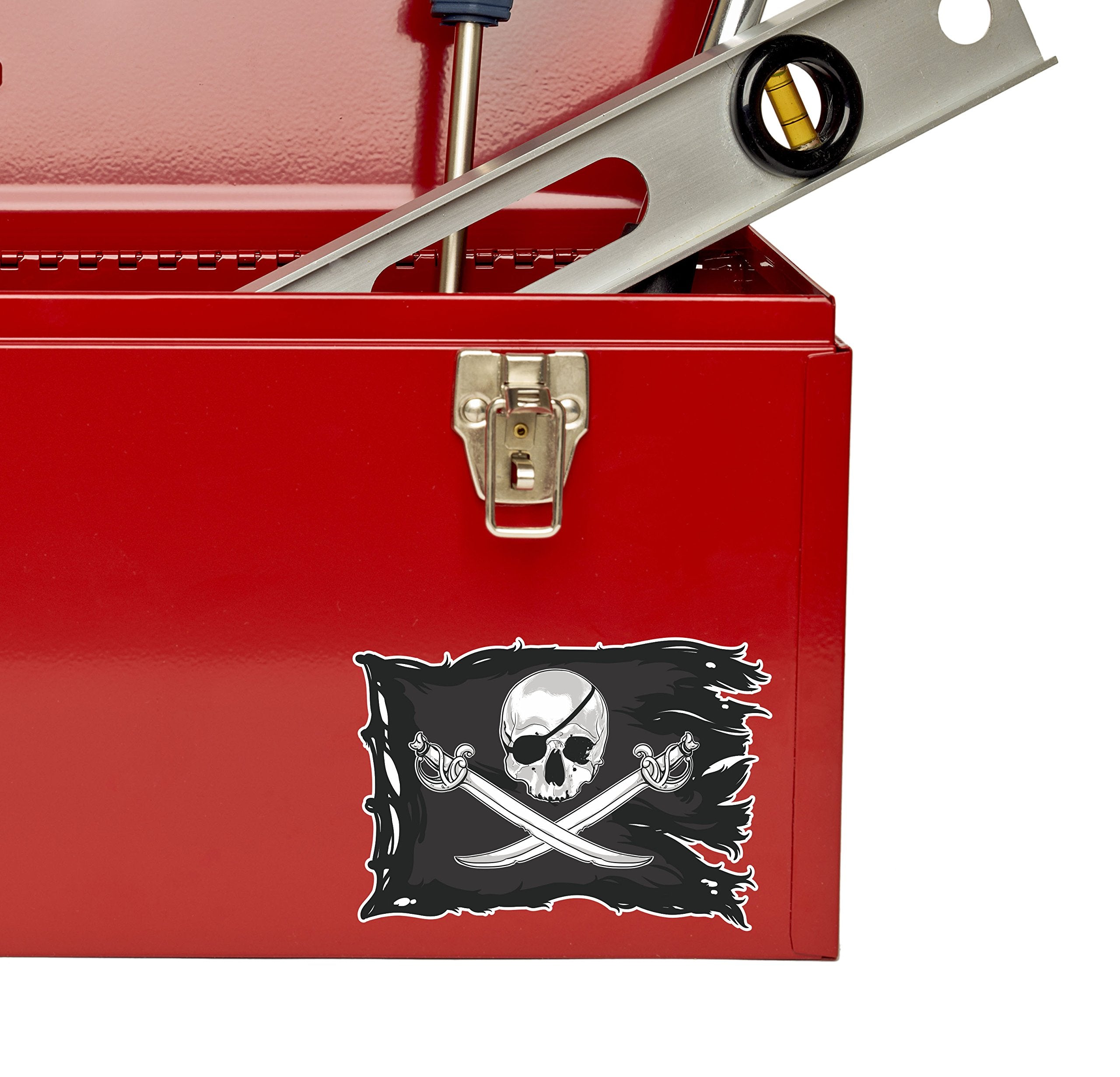 2 x 10cm Jolly Roger Skull Vinyl Stickers Crossbones Laptop Pirate Flag #6621 (10cm Wide x 7cm Tall)