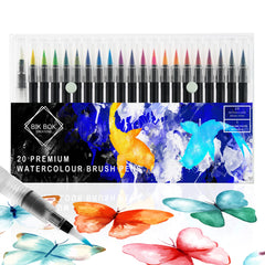 Bik bok creations 20 Watercolor Brush Pens Versatile Water-Based Ink Set for Colouring, Bullet Journals, Calligraphy, and Drawing - Premium Art Supplies with Blending Brush