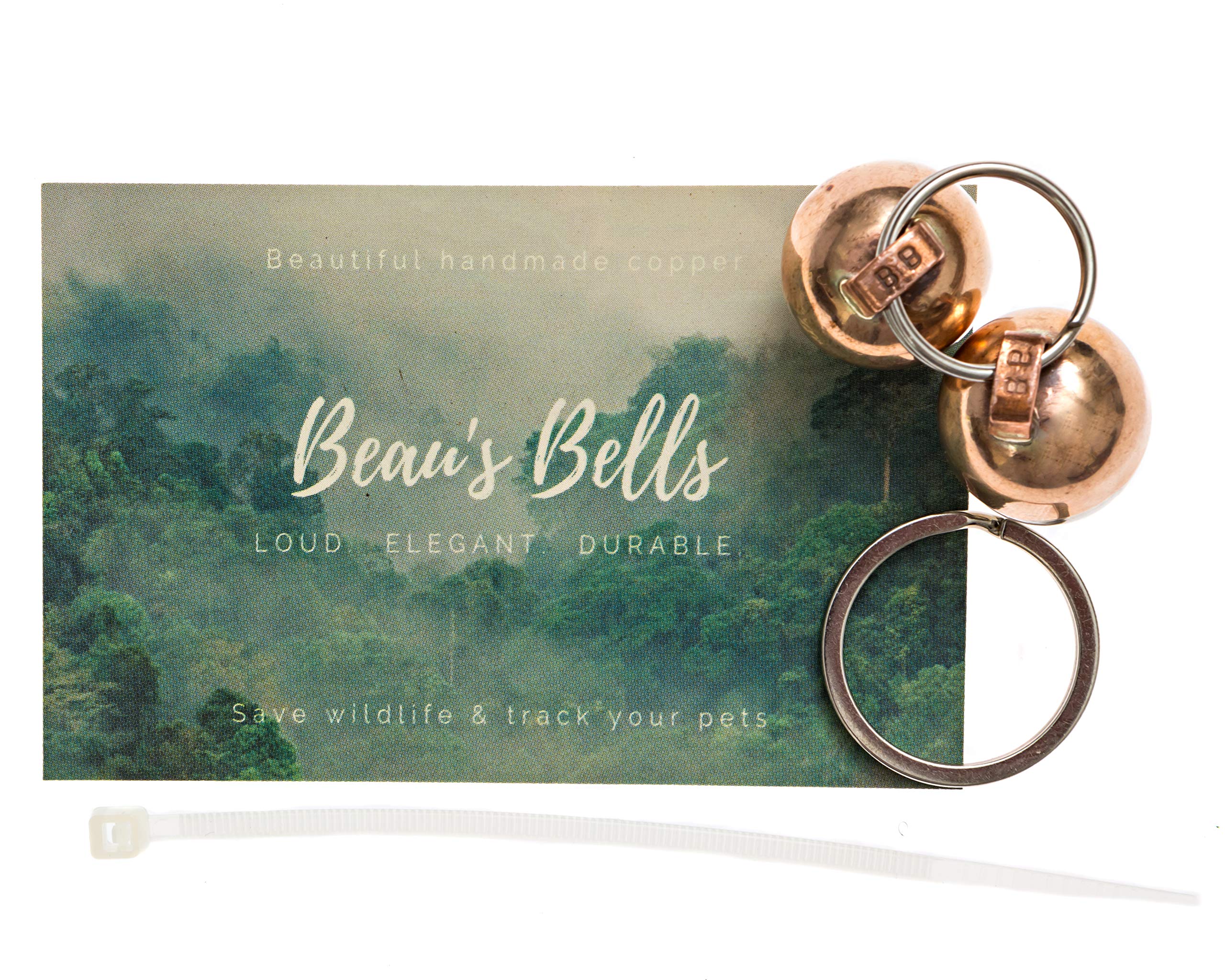 Beau's Bells 2 Extra Loud Cat & Dog Bells   Pet Tracker   Save Birds & Wildlife Handmade Copper (Medium)