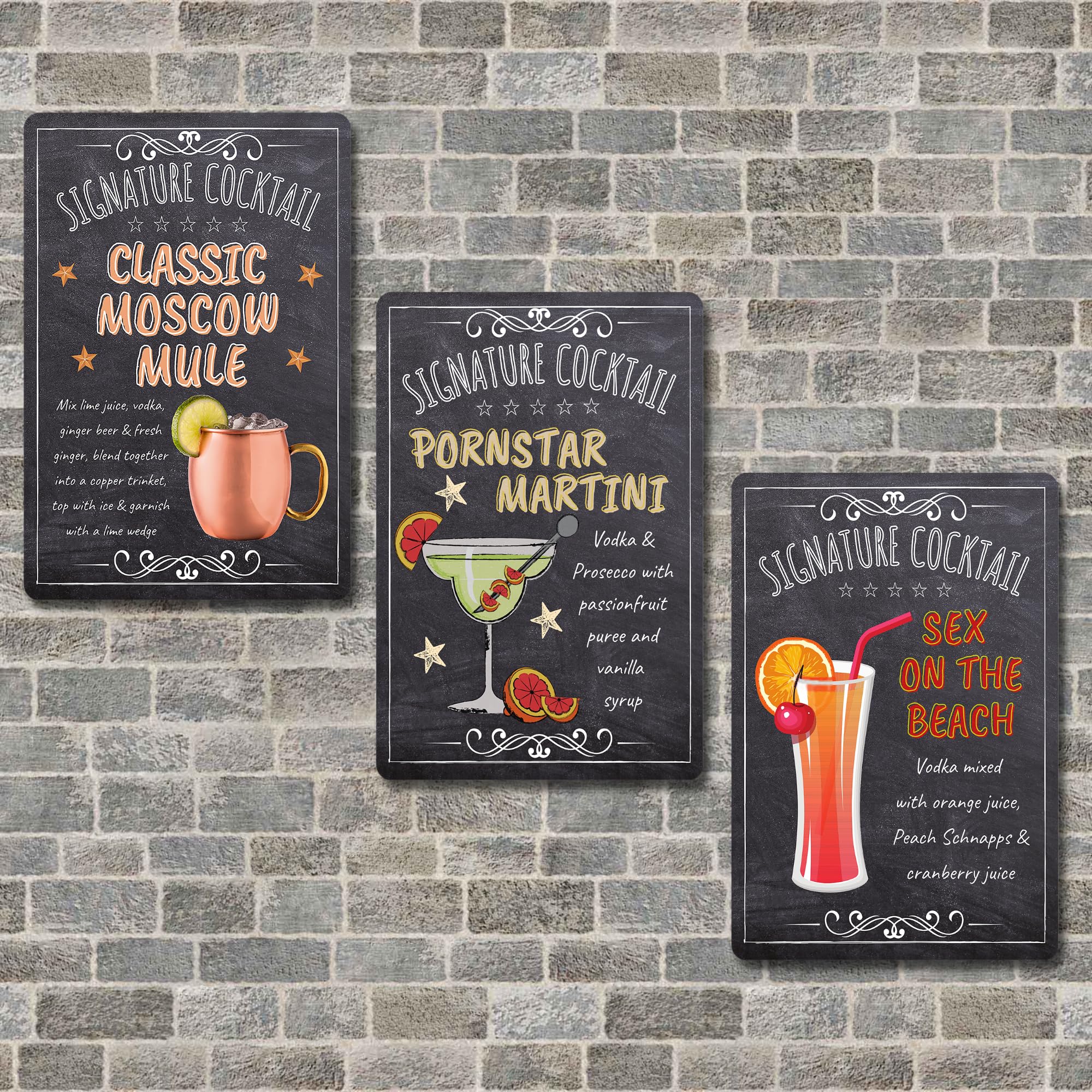 BAR SIGNS Classic Signature Cocktail Recipes Posters, Chalkboard Wall Art 20cm X 30cm for Home Decor, Pub, Tiki Bar, Kitchen, Restaurant (Moscow Mule)