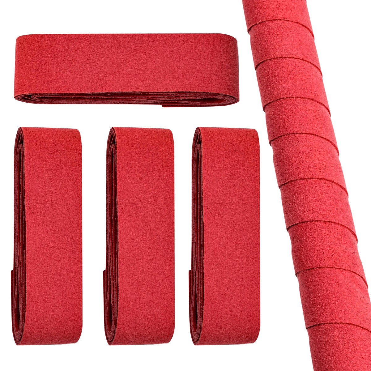 TROTH Hockey Stick Grip, Chamois Hockey Grip, Non Adhesive Hockey Tape, Anti Slip Ice Hockey Stick Tape, Soft Chamois Grip for Hockey Stick, Waterproof Indoor Hockey Grip (Red, 4 Pack)