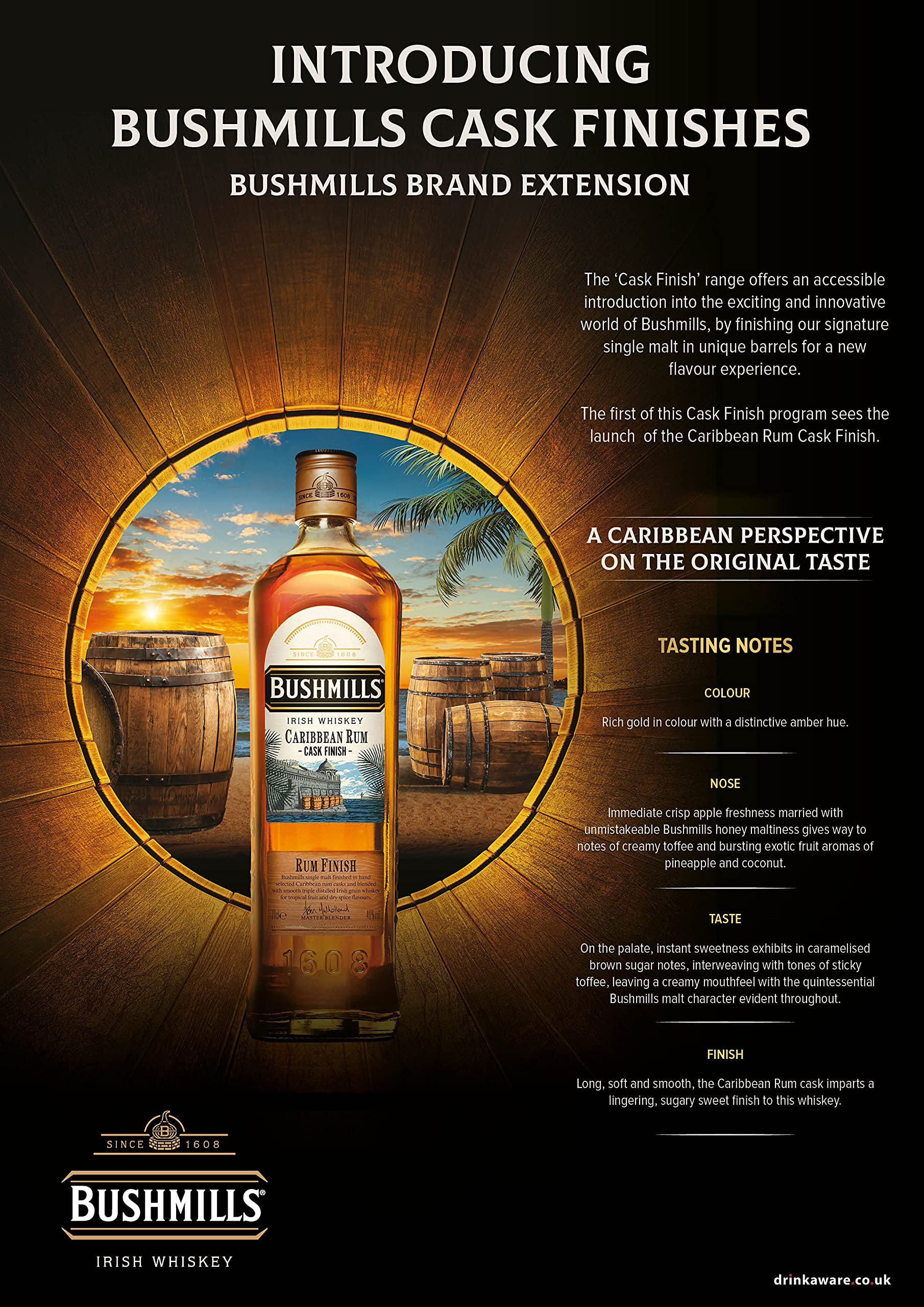 Bushmills Caribbean Rum Cask Finish, 70cl