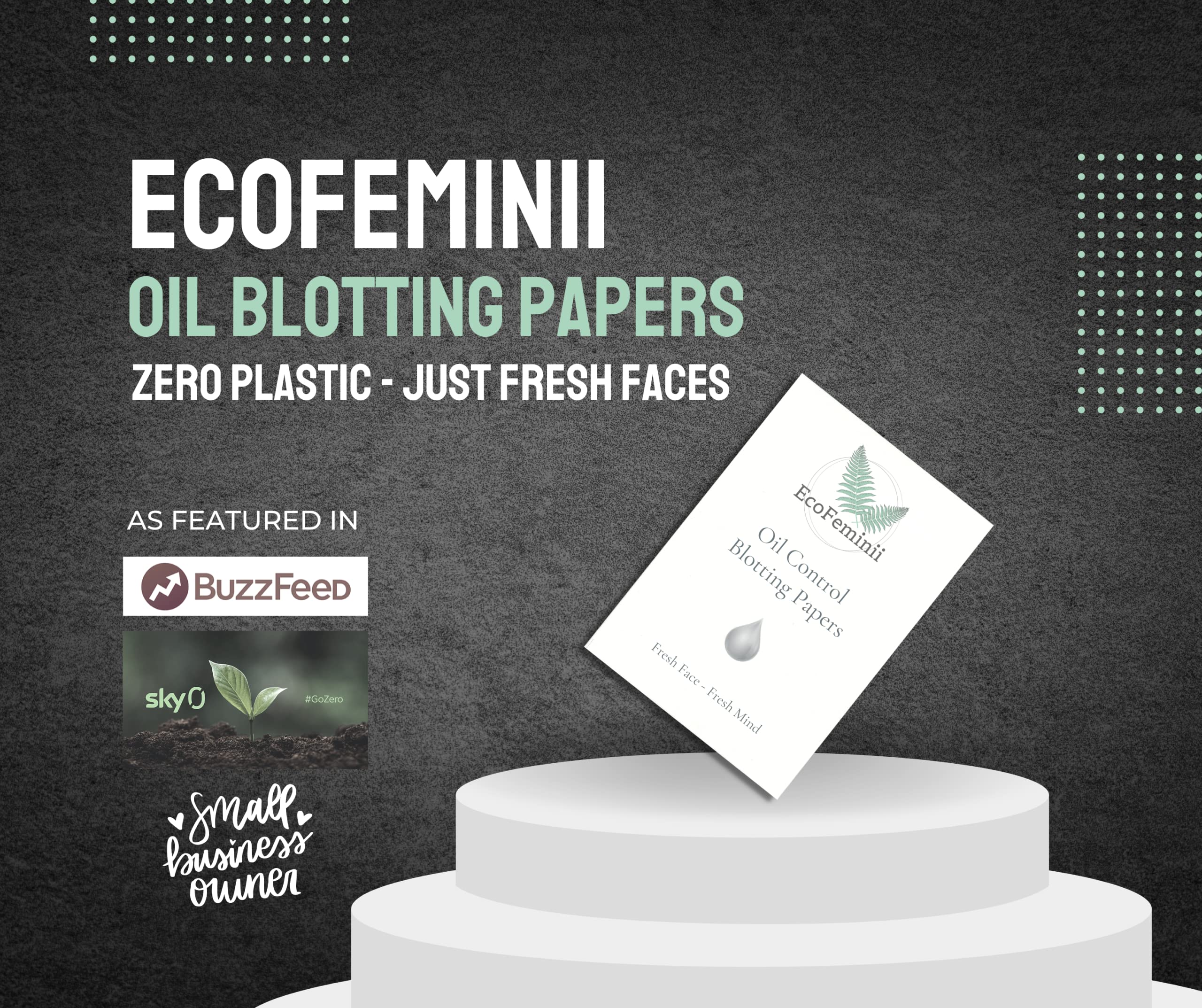 EcoFeminii Oil Control Blotting Sheets 100 pcs Natural Papers for Clear, Clean and Matte Skin-Added Charcoal for Absorbency-Removal of Facial Oil, Sebum & Grease (Large 7cm x 10cm)