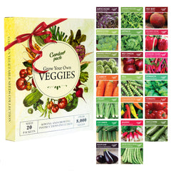 Grow Your Own Vegetable Seeds - 20 Packet Variety by Garden Pack – High Yield Seeds for Growing Veggies at Home – 8,000 Heirloom Seeds Gardner Set